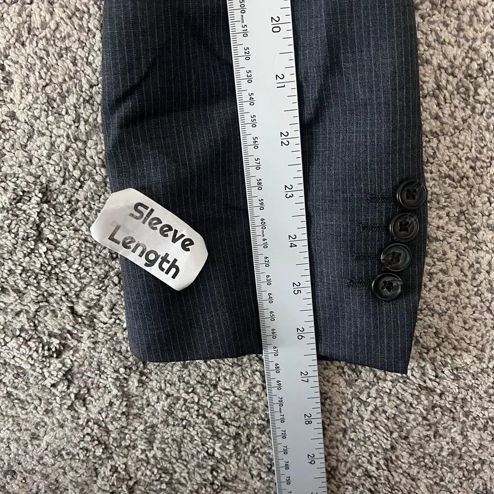 Ralph Lauren Mens 44L Old Money Office‎ Business Pinstripe Suit Jacket 100% Wool